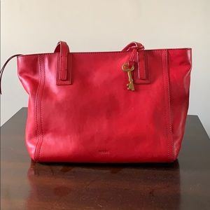 Red fossil purse